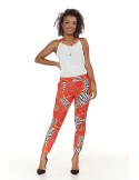 Elegant trousers with red patterns 3004 - Online store - Boutique